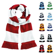 Striped Knitted Winter Scarf Luxurious Double Layer Knit Tassel Trim 182 x 18cm