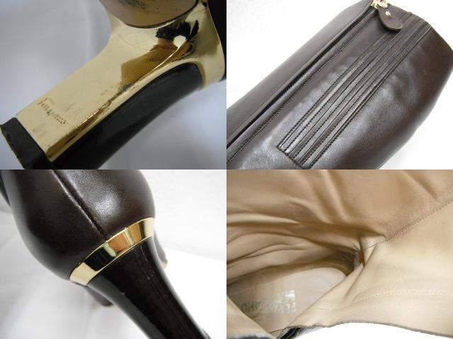 112. Salvatore Ferragamo Leather Side Zip Long Boots | eBay