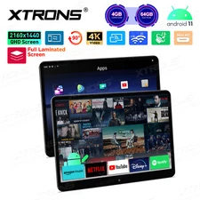 2x 14" QHD Screen Android 4+64GB Car TV 4K Player Backseat Headrest Monitor WiFi