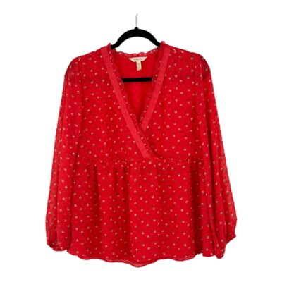 Matilda Jane Size Medium Must Be Love V Neck Salmon Floral Let s Go Together Top