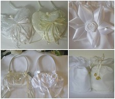 Hand dolly bag for bridesmaids or flower girl. White & ivory. Wedding communion