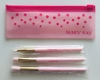 New Mary Kay 3 Piece Cosmetic Makeup Mini Essential Brush Set & Storage Bag
