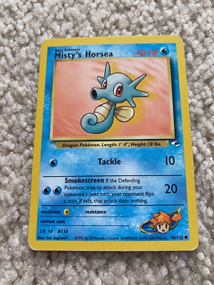 Misty's Horsea 86/132 Gym Heroes Unlimited WOTC Pokemon Card LP 2000         M
