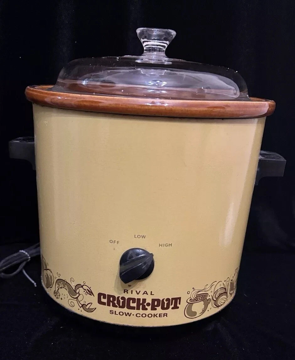 Vintage Rival Harvest Gold Crock Pot-Works