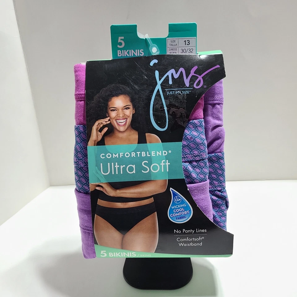 Pack de 5 bikinis Just My Size Comfortblend ultra suaves talla 13 multicolores. Foto 2 de 4