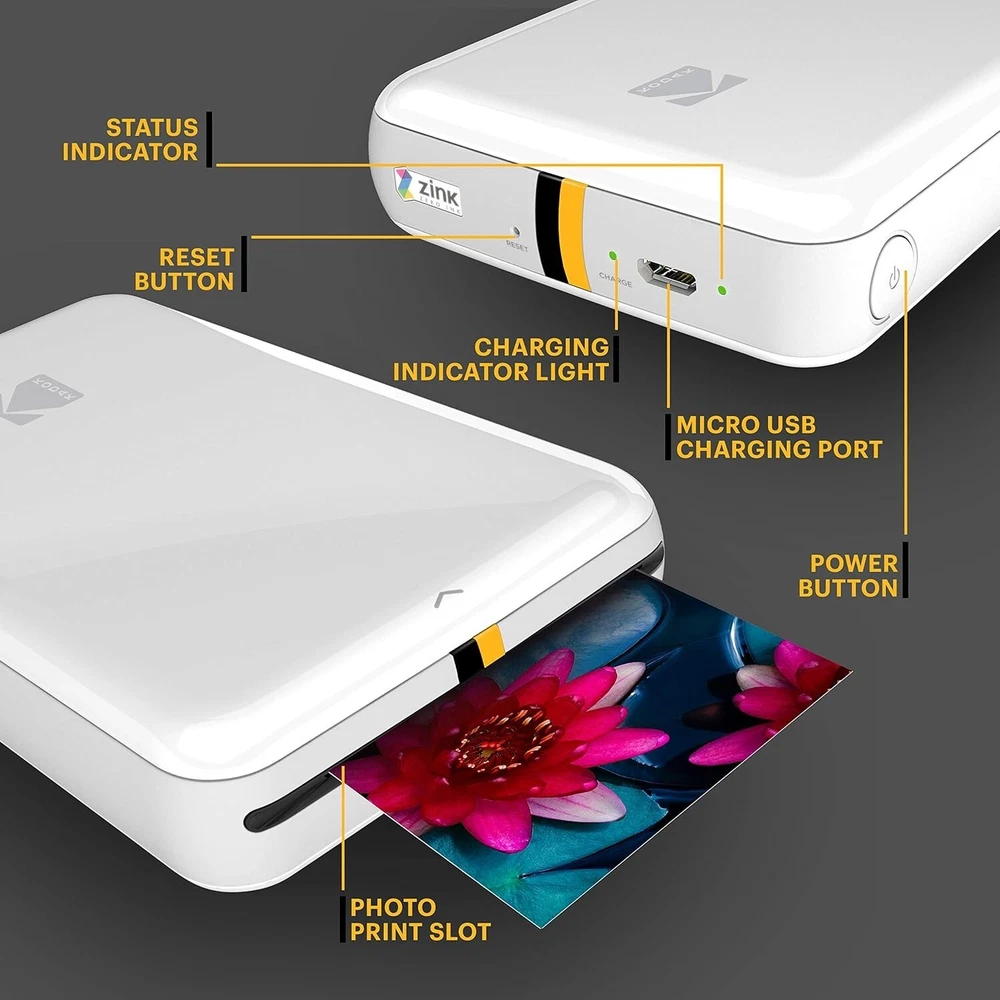 Wireless 2x3 Sticky-Back Photo Printer with Fun App Editing Features