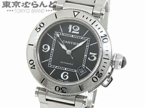 Cartier Pasha Seatimer Orologio Uomo Automatico SS quadrante nero data 3  MANI W31077M7 | eBay