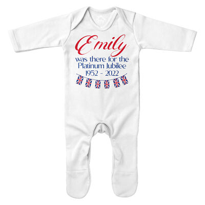 Personalisierter Union Jack Strampler Platin Jubiläum Country Royal Geschenke für...
