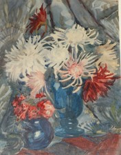 Aquarell Gemälde Aranka Wirsching Dachau Blumen Stilleben Dachauer Maler Vase