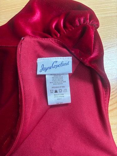 Girls Jane Copeland Red Velvet Cap Sleeve Dress Sz 6 - Picture 4 of 4