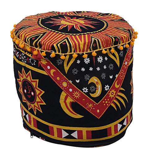Pouf velluto verde scuro e oro ⌀ 39 cm SOPHIA