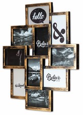 levandeo Bilderrahmen Collage 50x55cm 10 Fotos 10x15cm Kupfer Industrial Glas