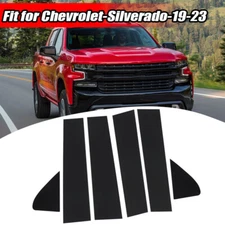 FOR CHEVY SILVERADO GMC SIERRA 1500 2019-2022 6X Black Pillar Posts Window Trim