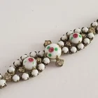 Womans Milk Glass Bracelet with Hand Painted Beads  Vintage