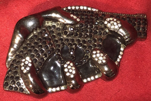 Gun Pistol In Woman’s Hand. Bejeweled Silver And Black Color Belt Buckle. Nice. - Picture 1 of 2