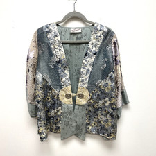 VTG Sterling Styles Kimono Jacket Floral Paisley Rayon One Size OS Frog Closure