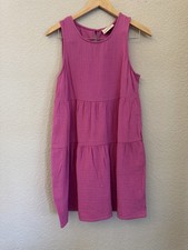 Universal Thread Dress Womens S Barbie Pink Sleeveless Swing Tier Gauze Crinkle