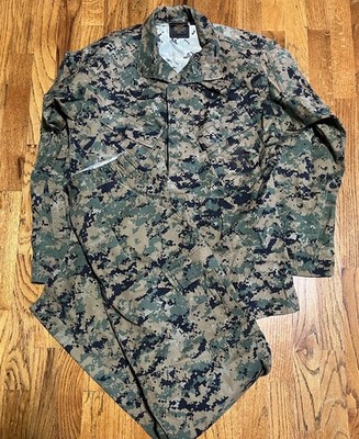 Genuine USMC MARPAT Woodland Uniform Set Small Regular Blouse Pants Small Holes