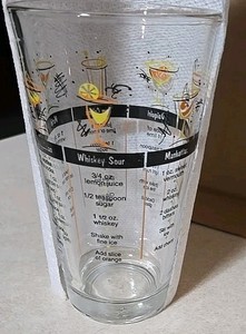 Vintage MCM Libby Bareware Glass Cocktail Shaker Atomic Graphics Drink Recipe