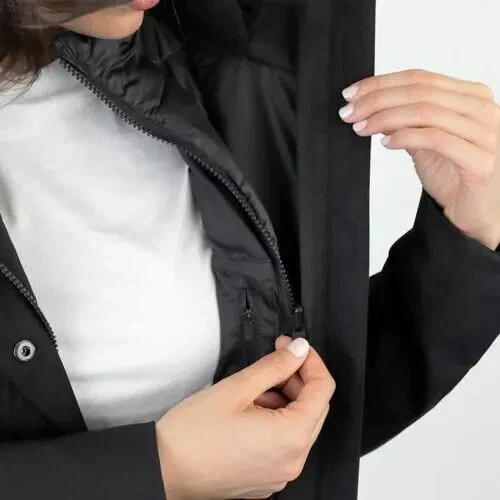 Parka Kirkland Signature para mujer negra jaspeada 3 en 1 impermeable 2XL / XXL Foto 3 de 4