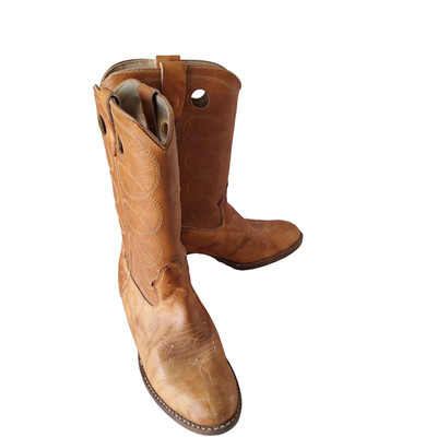 Cowboys Western Boots Women Youth 5.5D Made In Texas Brown Tan Leather Boots USA