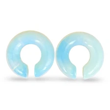 Pair of Opalite Stone Hoop Ear Weights (STN-680) set ear gauges PICK SIZE