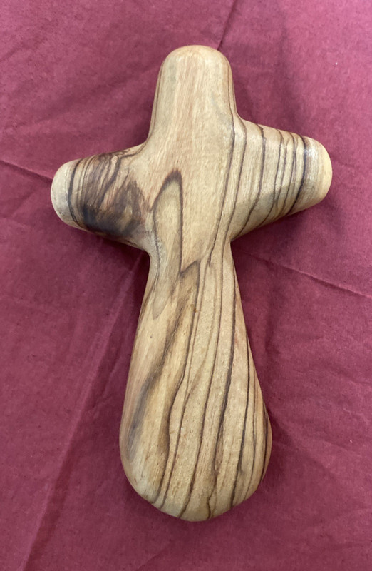 Large Bethlehem Olive Wood Clinging Healing Comfort Cross 4.25" 