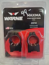 Warne Maxima CZ 527 1 Inch High Fixed Steel Scope Rings Matte Black (2B1M) - NEW