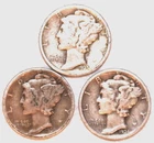 (3) Mercury Dimes - 1935P 1935S 1936P - Very Fine - #2271ED - FREE SHIPPING