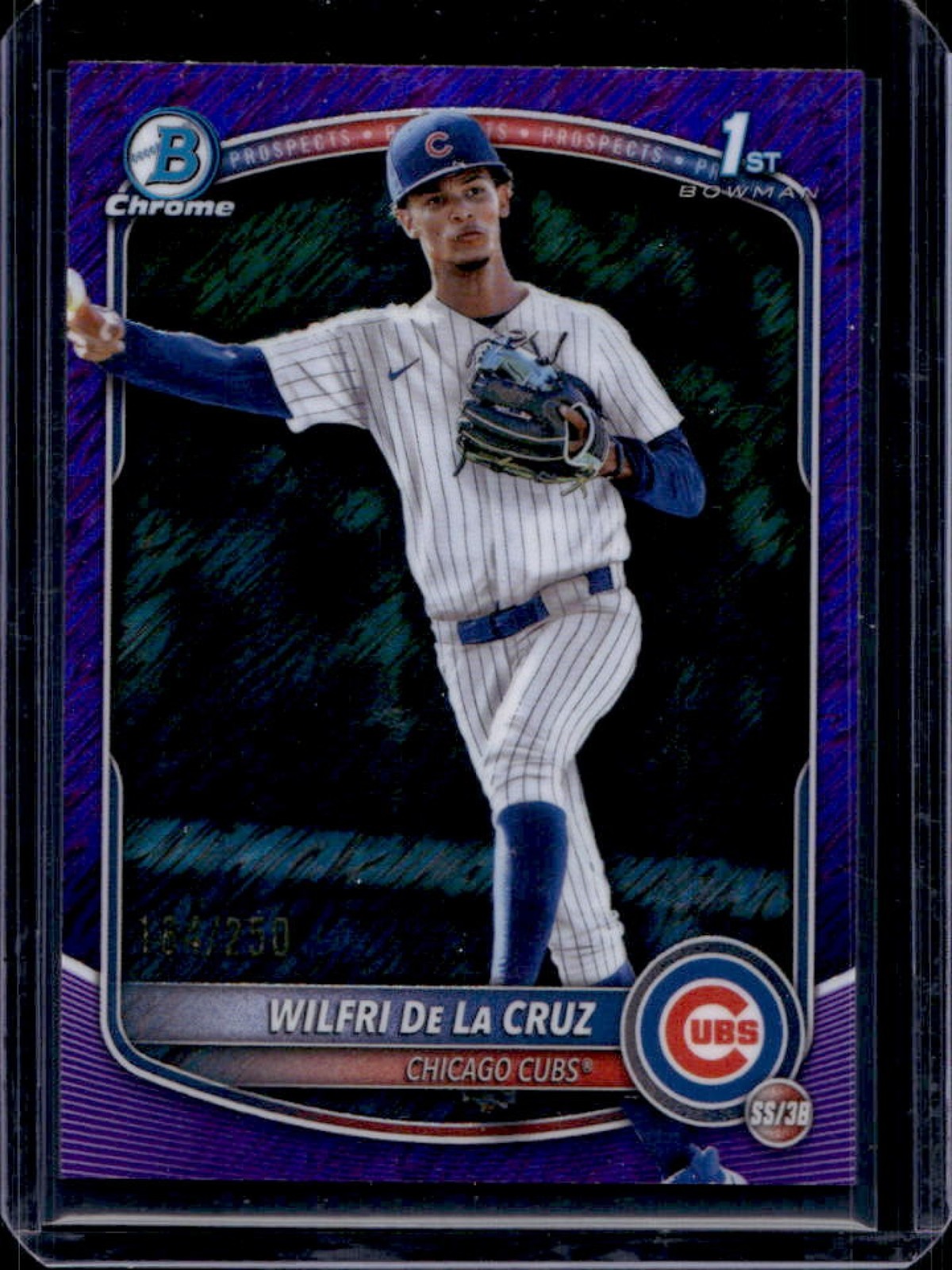 2025 Bowman Chrome Wilfri De La Cruz Purple Shimmer Refractor 1st #/250