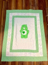 Care Bears Baby Quilt Good Luck Bear Vintage 1980's Handmade Never Used