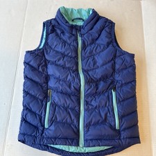L.L. Bean Blue Aqua Quilted Down Puffer Vest, Child's Size 6X/7 flaw