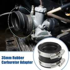 35mm ID Black Carburetor Adapter Inlet Intake Pipe Boot Interface with Clamps 