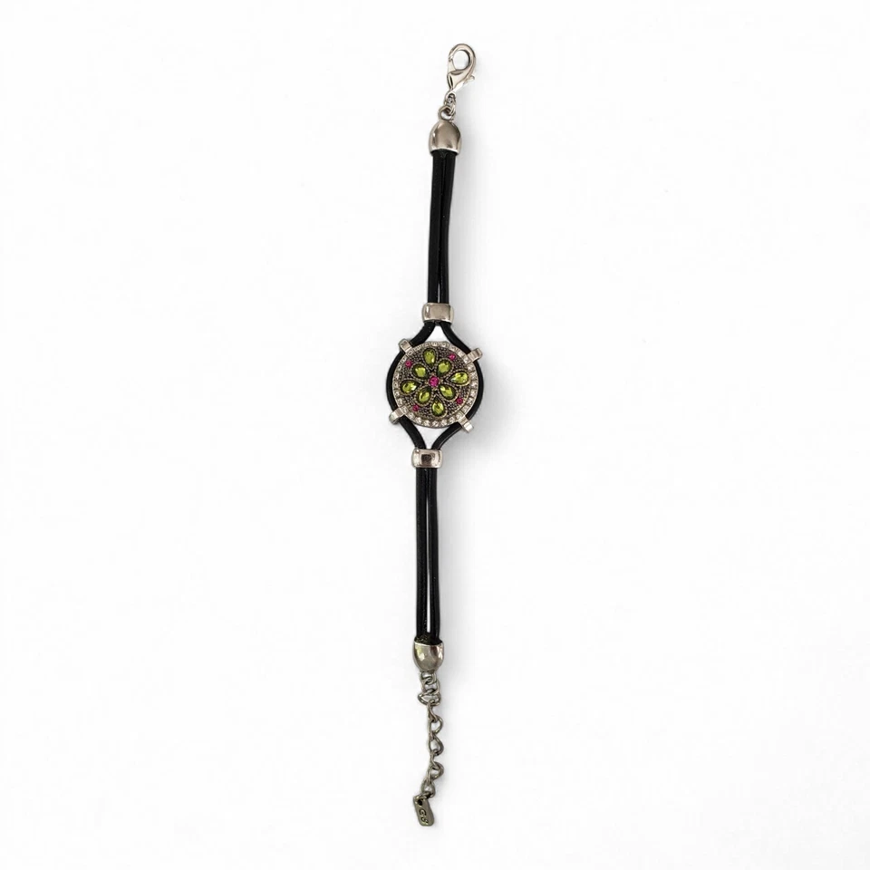 Two Ginger Snap Silver Tone Leather Bracelets w/ 5 Interchangeable Snaps - Image 3 of 4