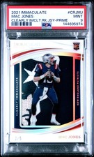 Mac Jones 2021 Clearly Immaculate Rookie Jerseys Prime #CRJ-MJ #/5 PSA 9