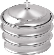Stackable Stainless Steel Communion Tray Set with Cover - 3 Trays & 40 Holes