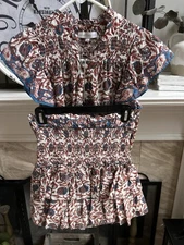HOUSE OF HARLOW 1960 2 piece outfit set - short sleeve top / mini skirt sz M