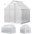 Outsunny Polycarbonate Walk-in Garden Greenhouse w/ Sliding Door, Silver
