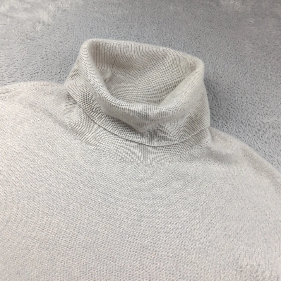 Suéter de diseño vertical para mujer XL gris 100 % cachemir 2 capas cuello alto suéter Foto 2 de 4