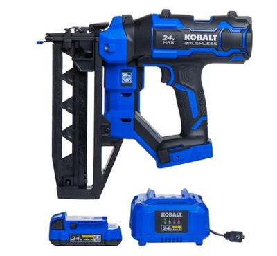#ad Kobalt XTR 24V MAX Brushless 16 Gauge Straight Finish Nailer Kit #5452855 NEW $159.99