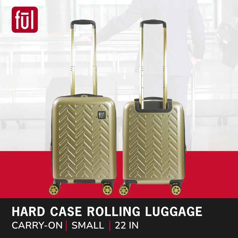 Equipaje con ruedas Grove, maleta rígida con ruedas giratorias, dorado, 22 pulgadas Foto 2 de 4