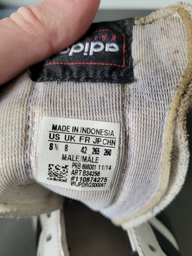 Chaussures de football homme Adidas Kaiser 5 clous à vis en cuir blanc UK 8 - Photo 3/20