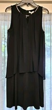 NWT Calvin Klein Sleeveless Black Cocktail- Knee Length - Sz L- gold/sheer/black