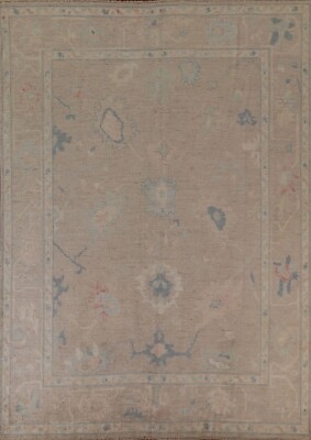 Vegetable Dye Brown Oushak Handmade Wool Area Rug 8'x10' Oriental Turkish Carpet