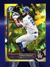 2022 Bowman Chrome Sapphire Draft Samuel Munoz Yellow Refractor Prospect /99 PWE