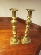 Pair of excellent pushup candleholders, brass, ca. 1900, British