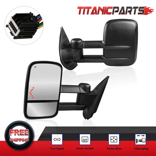 Pair Power Heated Tow Mirrors For 07-13 Chevrolet Silverado GMC Sierra 1500 2500