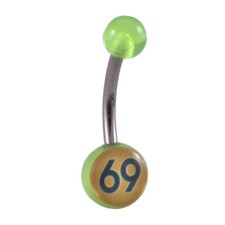 69 Belly Barbell Navel Ring 316L Surgical Stainless Steel Green Body Jewelry