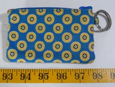 Vera Bradley Retired Riviera Blue/Yellow ID Coin Purse Wallet Rectangle Floral