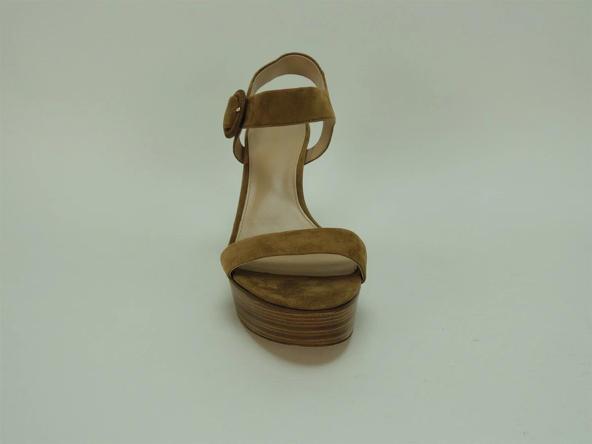 Via Spiga Women s Ira Platform High Heel Sandals Toffee Suede Size